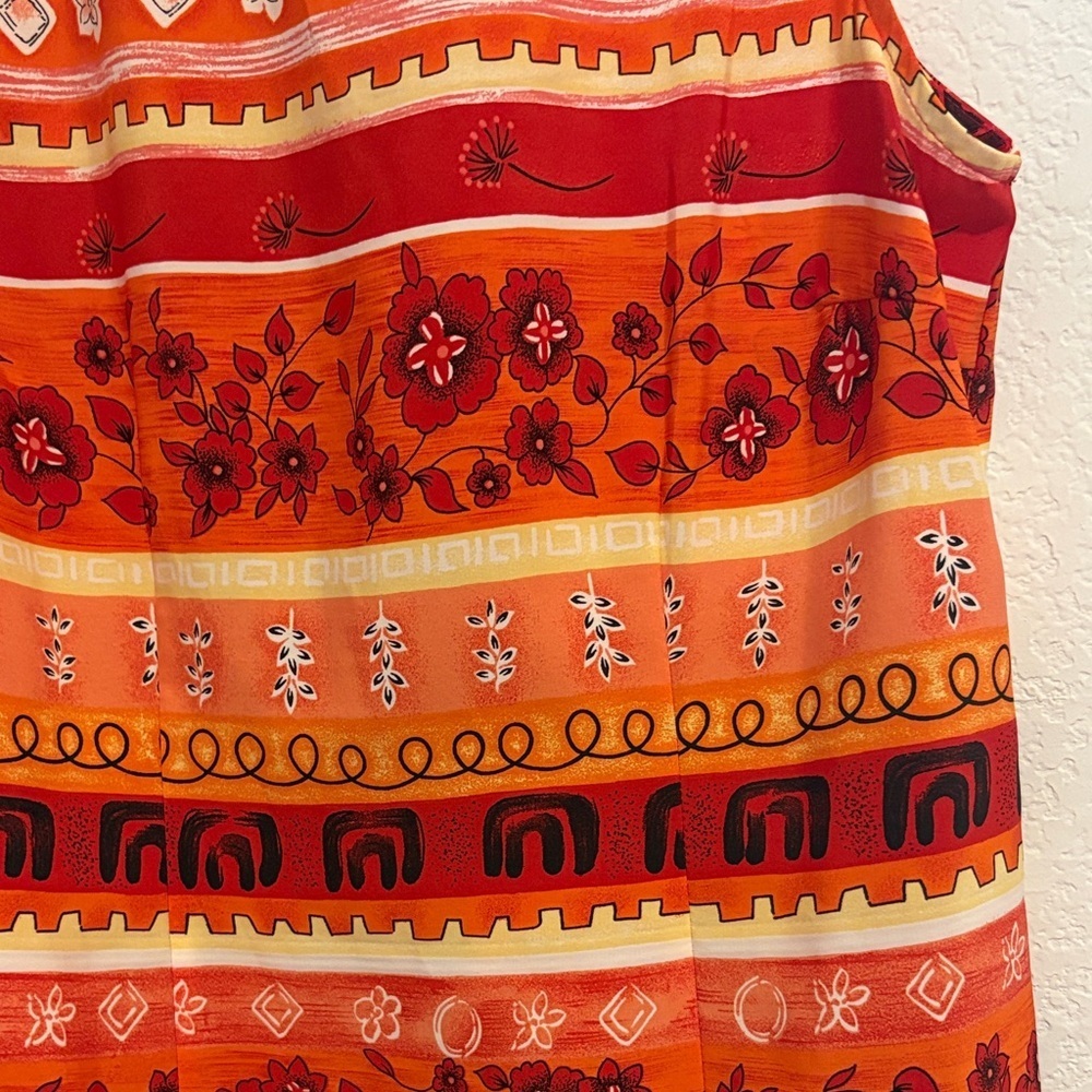 Vintage Kathie Lee Collection Red and Orange Midi Dress 8 - Picture 3 of 6